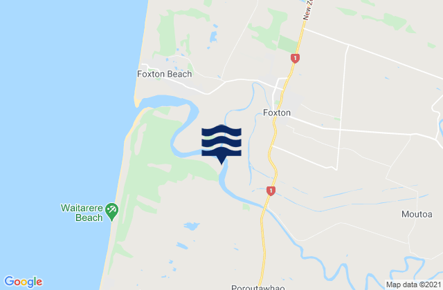 Carte des horaires des marées pour Foxton, New Zealand