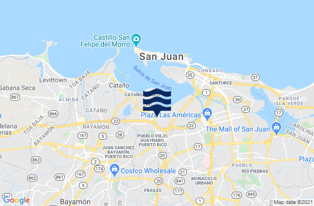 Carte des horaires des marées pour Frailes Barrio, Puerto Rico