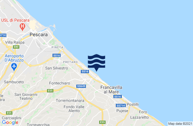 Carte des horaires des marées pour Francavilla al Mare, Italy