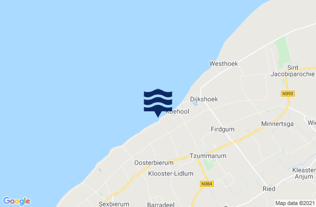 Carte des horaires des marées pour Franeker, Netherlands