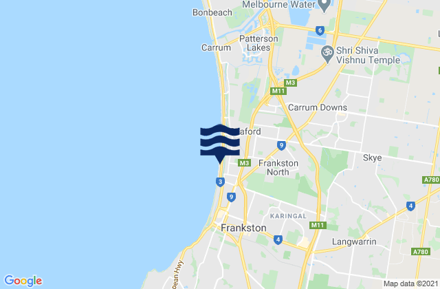 Carte des horaires des marées pour Frankston North, Australia