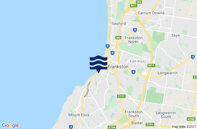 Carte des horaires des marées pour Frankston South, Australia
