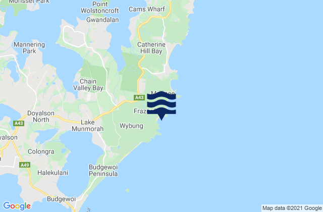 Carte des horaires des marées pour Frazer Park, Australia