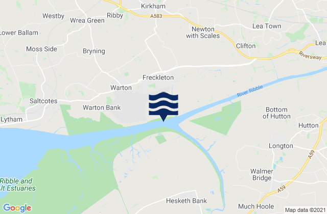 Carte des horaires des marées pour Freckleton, United Kingdom