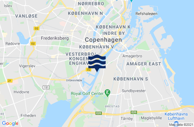 Carte des horaires des marées pour Frederiksberg, Denmark