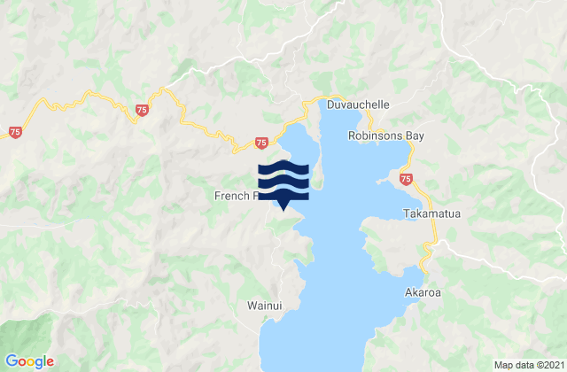 Carte des horaires des marées pour French Farm Bay, New Zealand