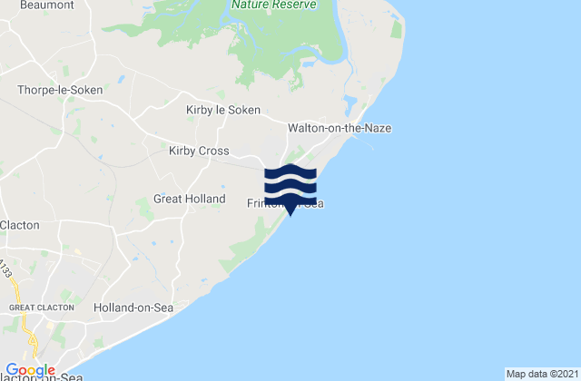 Carte des horaires des marées pour Frinton-on-Sea Beach, United Kingdom