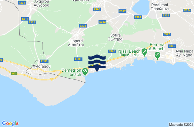 Carte des horaires des marées pour Frénaros, Cyprus