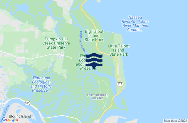 Carte des horaires des marées pour Ft. George River, United States