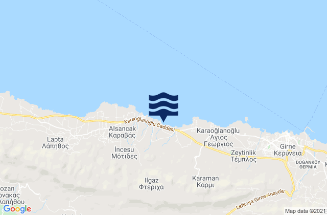 Carte des horaires des marées pour Ftéricha, Cyprus