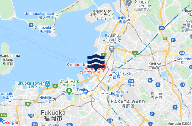 Carte des horaires des marées pour Fukuoka, Japan