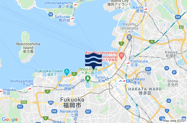 Carte des horaires des marées pour Fukuoka Wan, Japan
