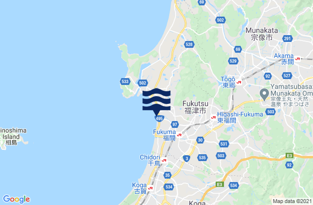 Carte des horaires des marées pour Fukutsu Shi, Japan