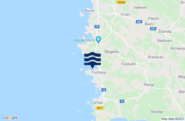 Carte des horaires des marées pour Funtana-Fontane, Croatia