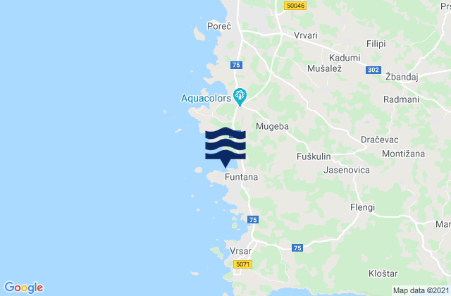 Carte des horaires des marées pour Funtana, Croatia
