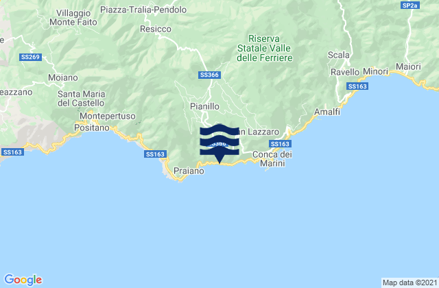 Carte des horaires des marées pour Furore, Italy