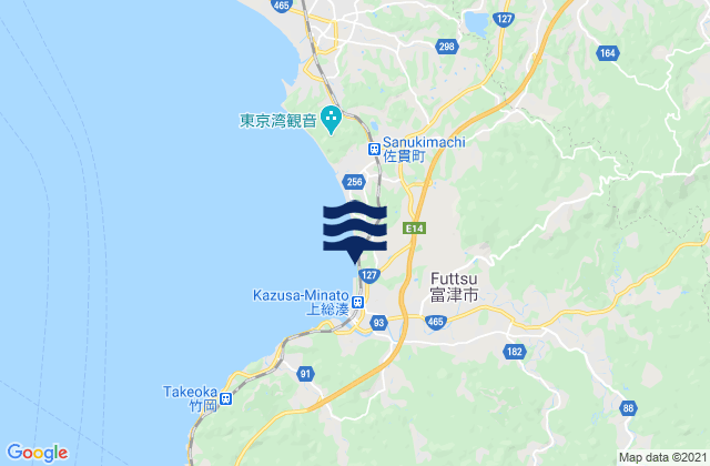Carte des horaires des marées pour Futtsu Shi, Japan