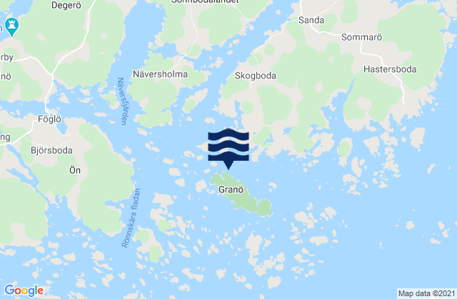 Carte des horaires des marées pour Föglö, Aland Islands