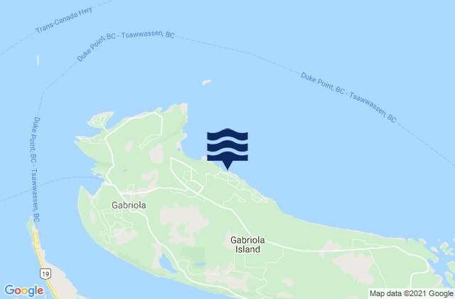 Carte des horaires des marées pour Gabriola Island, Canada