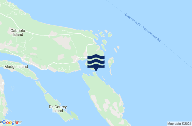 Carte des horaires des marées pour Gabriola Passage, Canada