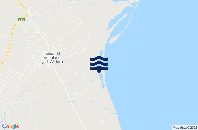 Carte des horaires des marées pour Galaat el Andeless, Tunisia
