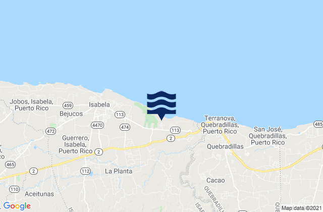 Carte des horaires des marées pour Galateo Bajo Barrio, Puerto Rico