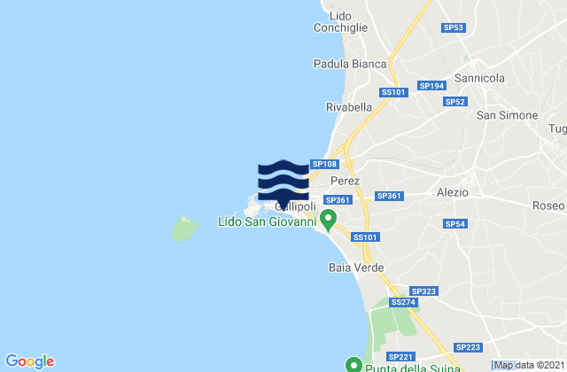 Carte des horaires des marées pour Gallipoli, Italy