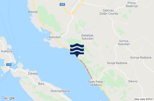 Carte des horaires des marées pour Galovac, Croatia