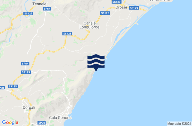 Carte des horaires des marées pour Galtellì, Italy
