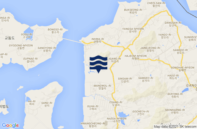 Carte des horaires des marées pour Ganghwa-gun, South Korea