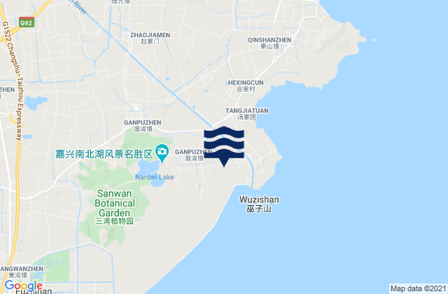 Carte des horaires des marées pour Ganpu, China