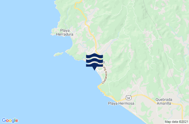 Carte des horaires des marées pour Garabito, Costa Rica