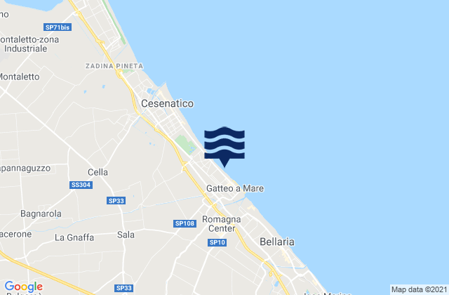 Carte des horaires des marées pour Gatteo-Sant'Angelo, Italy