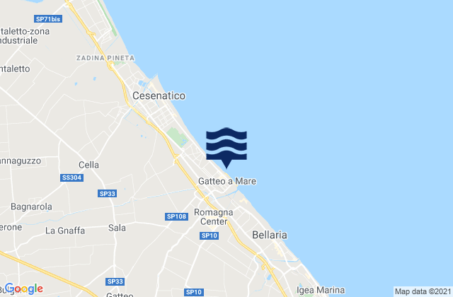Carte des horaires des marées pour Gatteo a Mare, Italy