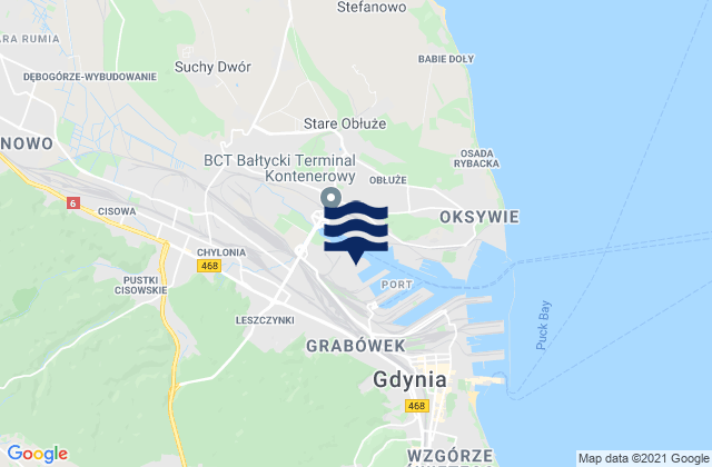 Carte des horaires des marées pour Gdynia, Poland