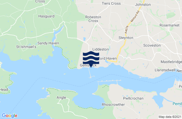 Carte des horaires des marées pour Gelliswick Bay, United Kingdom