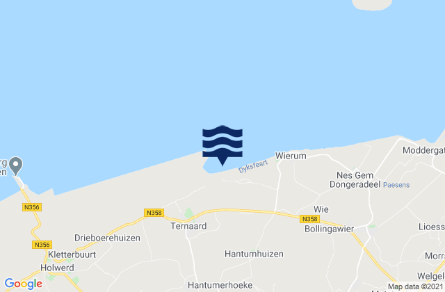 Carte des horaires des marées pour Gemeente Dantumadiel, Netherlands