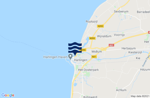 Carte des horaires des marées pour Gemeente Harlingen, Netherlands