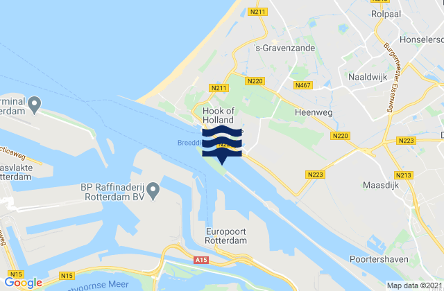 Carte des horaires des marées pour Gemeente Maassluis, Netherlands