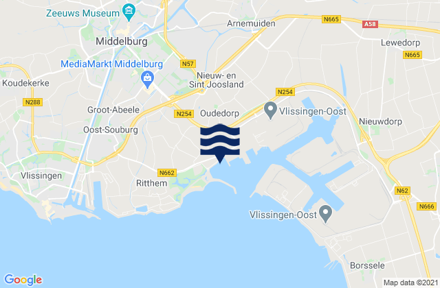Carte des horaires des marées pour Gemeente Middelburg, Netherlands