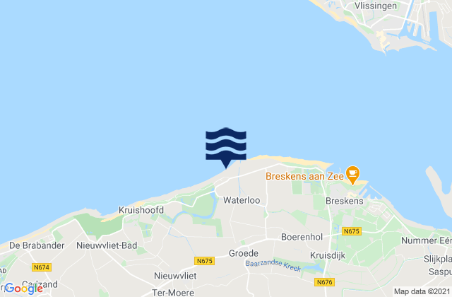 Carte des horaires des marées pour Gemeente Sluis, Netherlands