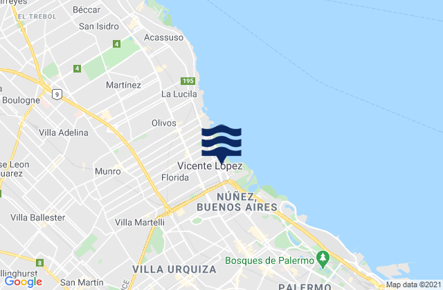 Carte des horaires des marées pour General San Martín, Argentina
