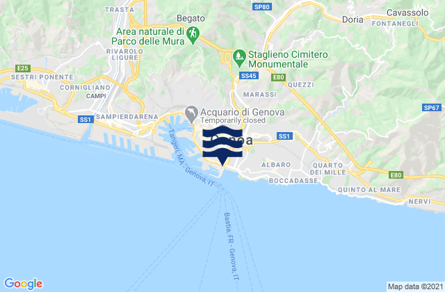 Carte des horaires des marées pour Genoa, Italy