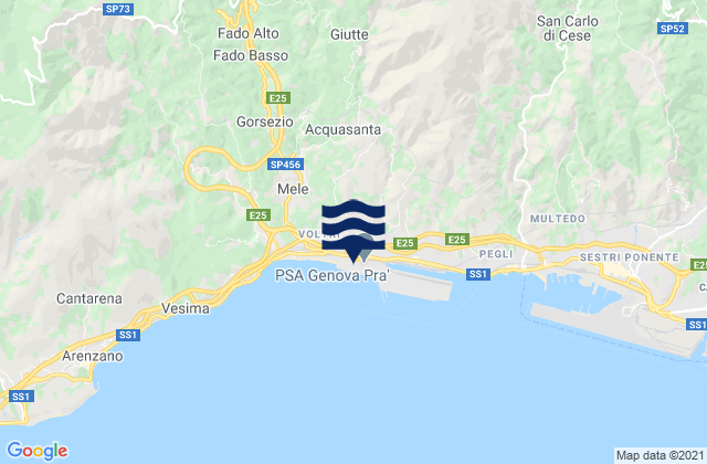 Carte des horaires des marées pour Genoa Voltri, Italy
