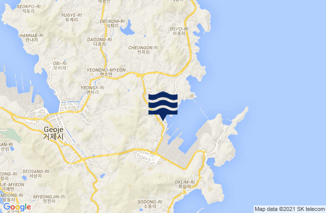 Carte des horaires des marées pour Geoje-si, South Korea