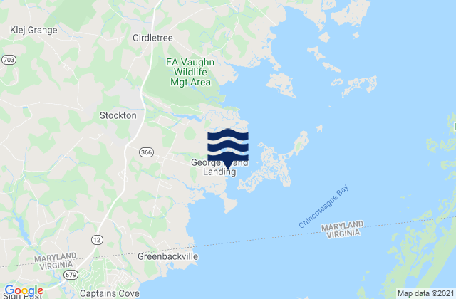 Carte des horaires des marées pour George Island Landing, Chincoteague Bay, United States