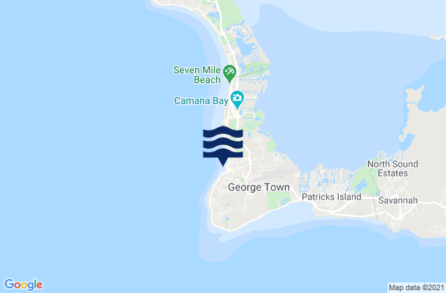 Carte des horaires des marées pour George Town, Cayman Islands