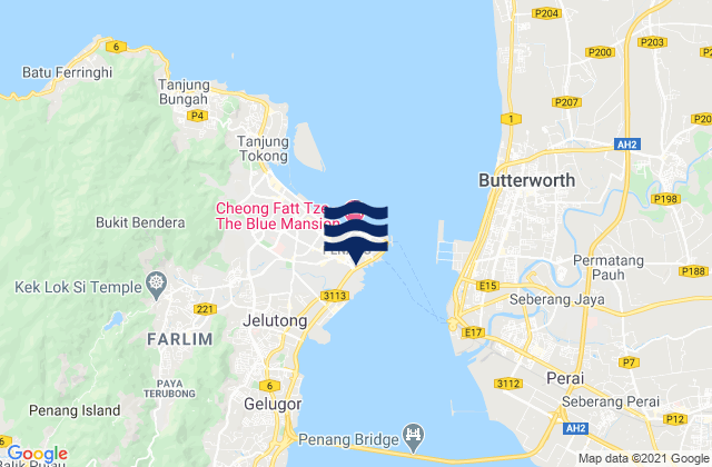 Carte des horaires des marées pour George Town, Malaysia
