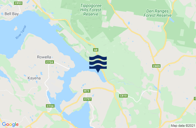 Carte des horaires des marées pour George Town, Australia