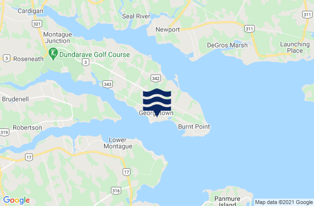 Carte des horaires des marées pour Georgetown Harbour, Canada